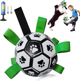 Dog Football Interactive Toy Dog Ball, Durable For Large And Medium-sized Dogs, With Grab Ring, Christmas Dog Water Toy Tug Of War Dog Toy - black