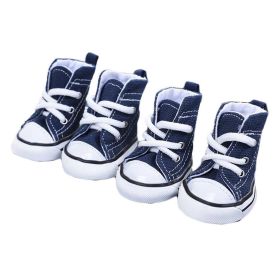 4 Pcs Dog Shoes Pet Dog Casual Canvas Shoes Dog Canvas Boots,5# Blue - Default