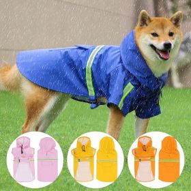 Pet raincoat for large and small dog; PU waterproof big dog raincoat; outdoor reflective dog raincoat - orange - M