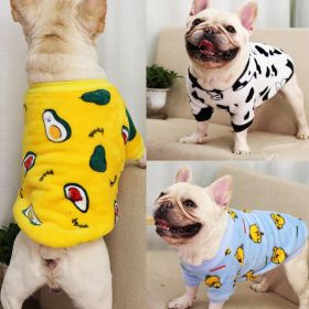 Autumn/Winter warm dog coat Small; medium dog; Flannel warm dog clothing pet supplies; dog clothing - Bright yellow avocados - M