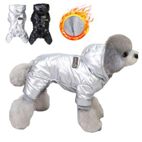 Winter Warm Pet Dog Jumpsuit Waterproof Dog Clothes for Small Dogs;  Dog Winter Jacket Yorkie Costumes Shih Tzu Coat Poodle Outfits - Silver - M