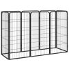 8-Panel Dog Playpen Black 19.7"x39.4" Powder-coated Steel - Black