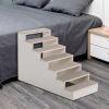 Short-legged Dog Climbing Stairs - Natural Wood Color - As pic