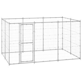 Outdoor Dog Kennel Galvanized Steel 78.1 ftÂ² - Silver