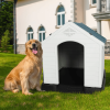 Dog House Outdoor Plastic Weatherproof Kennel House with Elevated Floor, 35.5" L x 37.5" W x 39"H - KM3484