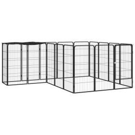 18-Panel Dog Playpen Black 19.7"x39.4" Powder-coated Steel - Black