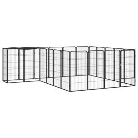 22-Panel Dog Playpen Black 19.7"x39.4" Powder-coated Steel - Black