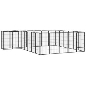 26-Panel Dog Playpen Black 19.7"x39.4" Powder-coated Steel - Black