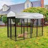 6.9 x 3.3 x 5.6 ft Dog Kennel with Waterproof Cover, Welded Wire Outdoor Dog Playpen, Black - black