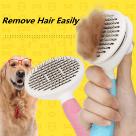 Pets Comb Dogs And Cats Beauty Styling Cleaning Automatic Hair Removal Comb  - blue