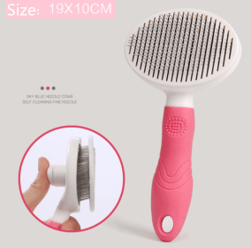 Pets Comb Dogs And Cats Beauty Styling Cleaning Automatic Hair Removal Comb  - pink