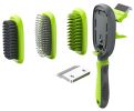 Pet Life 'Conversion' 5-in-1 Interchangeable Dematting and Deshedding Bristle Pin and Massage Grooming Pet Comb - Green