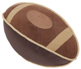 Pet Life 'Pugskin' Durable Oxford Nylon and Mesh Plush Squeaky Football Dog Toy - Brown