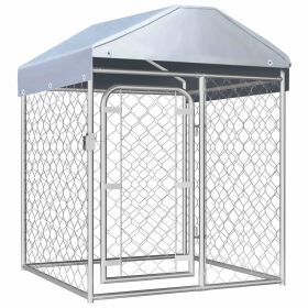 Outdoor Dog Kennel with Roof 39.4"x39.4"x49.2" - Silver