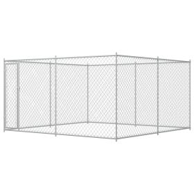 Outdoor Dog Kennel 150.8" x 150.8" x 72.8" - Silver