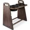 Dog Bowls Elevated 3 Heights 4in 8in 13in Rustic Wood Elevated Dog Cat Dishes with Double Dog Food Bowls Stand Raised Pet Feeder - Weathered walnut