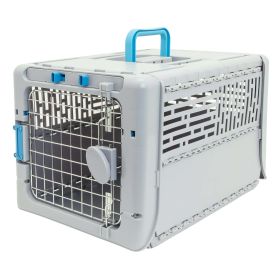 Collapsible Plastic Pet Kennel, Pet Carrier, Dog, Cat, Small Animal - Gray