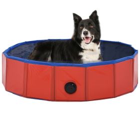 Foldable Dog Swimming Pool Red 31.5"x7.9" PVC - Red