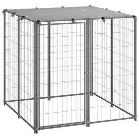 Dog Kennel Silver 43.3"x43.3"x43.3" Steel - Silver