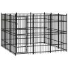 Outdoor Dog Kennel Steel 89.2 ftÂ² - Black