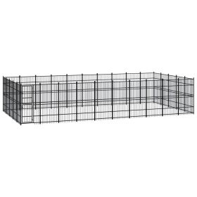 Outdoor Dog Kennel Steel 496 ftÂ² - Black