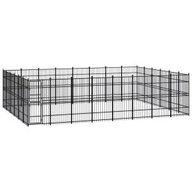 Outdoor Dog Kennel Steel 476.2 ftÂ² - Black