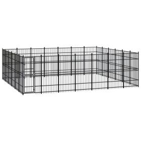 Outdoor Dog Kennel Steel 416.7 ftÂ² - Black