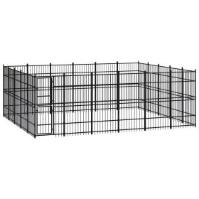 Outdoor Dog Kennel Steel 297.6 ftÂ² - Black