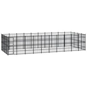 Outdoor Dog Kennel Steel 396.8 ftÂ² - Black