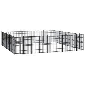 Outdoor Dog Kennel Steel 803.5 ftÂ² - Black