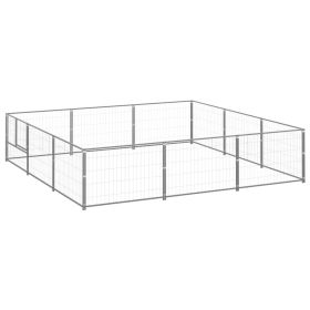 Dog Kennel Silver 96.9 ftÂ² Steel - Silver