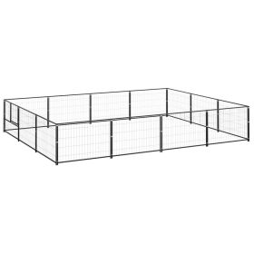 Dog Kennel Black 129.2 ftÂ² Steel - Black