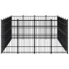 Outdoor Dog Kennel Steel 238.1 ftÂ² - Black