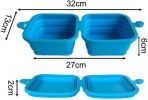 Silicone Collapsible Pet Bowl Double Portable Travel Bowl Equipped with Aluminum Hook Clip - yellow