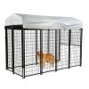 6.9 x 3.3 x 5.6 ft Dog Kennel with Waterproof Cover, Welded Wire Outdoor Dog Playpen, Black - black