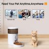 Automatic Dog Feeders, WiFi Cat Feeder with APP Control, Pets Feeder with Stainless Steel Bowl, 4L - White