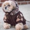 Designer Patterned Suede Argyle Sweater Pet Jacket - X-Small