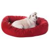 Poly/Cotton Bagel Pet Bed For Dogs, Khaki - red - extralarge(52")