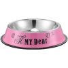 Stainless steel dog bowl; color anti-skid dog bowl; cat bowl - 22cm - Pink Cartoon