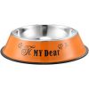 Stainless steel dog bowl; color anti-skid dog bowl; cat bowl - 16cm - Orange cartoon