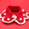 Red Handmade Pet Knitted Collar New Year Christmas Decoration Necklace Cat Dog Rabbit Crochet Cute Scarf Bib - Default