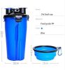 Storage Pet Food and Water Cup Feeding Dogs Out Portable Dog Cups Silicone Collapsible Water Bowl - blue