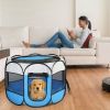 Portable Foldable Pet Playpen Exercise Pen Kennel Removable Zipper Top and Bottom Water Resistant Indoor Outdoor Use For Dogs Cats Other Pets - Blue