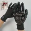 Pet Hair Removal Gloves; Pet Grooming Gloves; Bathing; Hair Remover Gloves; Gentle Brush for Cats; Dogs; and Horses - black - NO.9