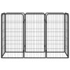 8-Panel Dog Playpen Black 19.7"x39.4" Powder-coated Steel - Black