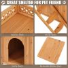 New Style Wood Pet Dog House With Roof Balcony And Bed Shelter - brown - Pets