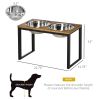 Elevated Dog Bowls Stand with 2 Stainless Steel Bowls - Natural - Pet Supplies