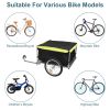 Foldable Bicycle Cargo Wagon Trailer Two-Wheel Bike Cargo Trailer with 15.8In Wheel Removable Cover 176LBS Weight Capacity - Black