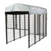 6.9 x 3.3 x 5.6 ft Dog Kennel with Waterproof Cover, Welded Wire Outdoor Dog Playpen, Black - black