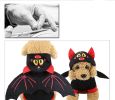 Pet Black Bat Wing Costume Hooded Winter Warm Sweater Halloween Costume - L